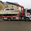 photo  le bateau est reparti sur le plateau de la dépanneuse du garage fontaine. 