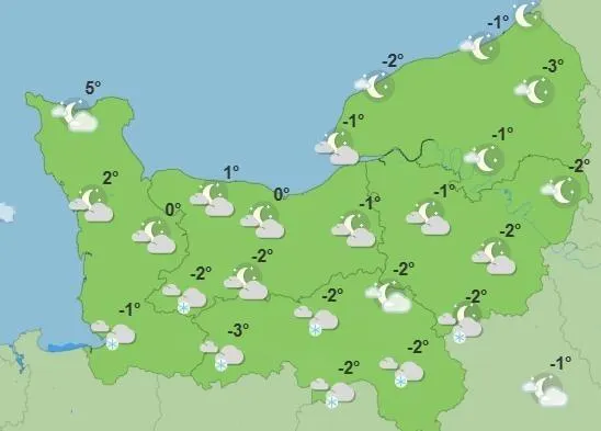 photo les prévisions de météo france pour la nuit du mercredi 24 au jeudi 25 décembre.  ©  capture d’écran : météo france