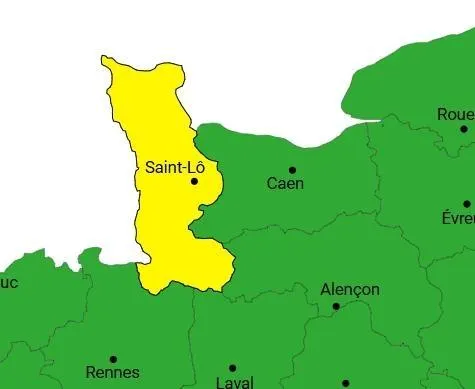 photo la manche est placée en vigilance jaune ce mercredi 24 décembre à partir de 15 h en raison de rafales de vent allant jusqu’à 90 km/h sur la pointe du cotentin.  ©  capture d’écran : météo france