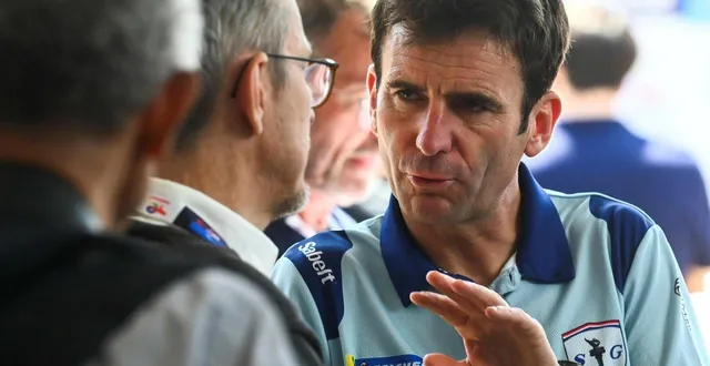 photo  romain dumas, lors du pesage des 24 heures du mans 2023.  &copy;  archive le maine libre - denis lambert 