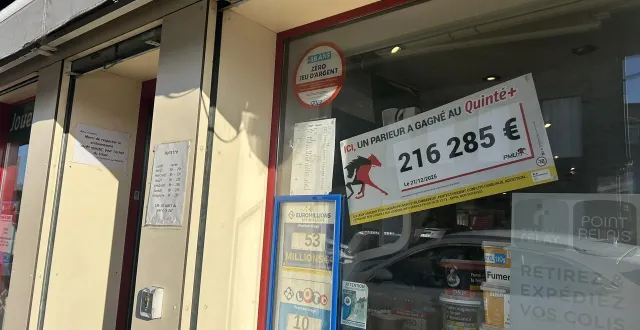 photo  un joueur est devenu grand gagnant pmu en reportant un gain de 216 285 € au quinté + dans le bar-tabac la rainette à saint-georges-des-groseillers (orne).  &copy;  ouest-france 