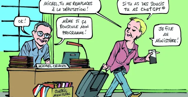photo  la vannetaise anne le hénanff a été nommé ministre déléguée à l’intelligence artificielle et au numérique, dimanche 12 octobre 2025, laissant la députation a son suppléant, michel criaud (dessin paru initialement le samedi 18 octobre).  &copy;  troud 