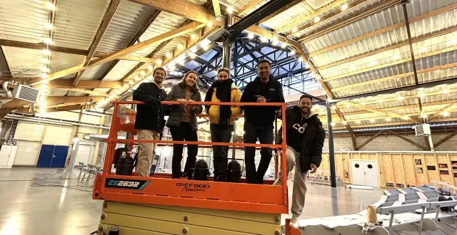 photo  saint-barthélemy, la paperie, le 30 décembre. dans la nouvelle salle-rue, amine abdelmouttalib, artiste intervenant, salomé guillet, adjointe administrative, elisabeth raboin, chargée du projet artistique et culturel, khalid lammini, directeur, abdelmalek barrach, artiste intervenant.  &copy;  co 