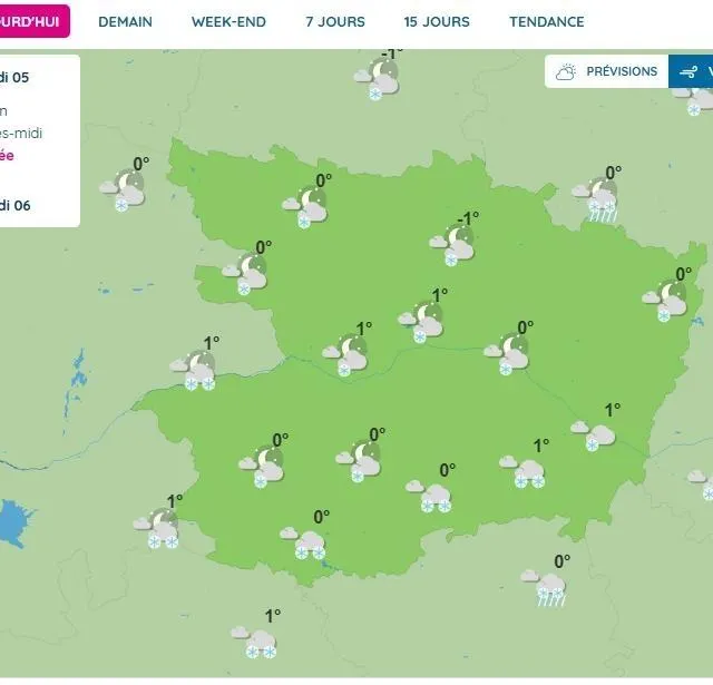 photo les prévisions pour la soirée du lundi 5 janvier.  ©  capture d’écran : météo france