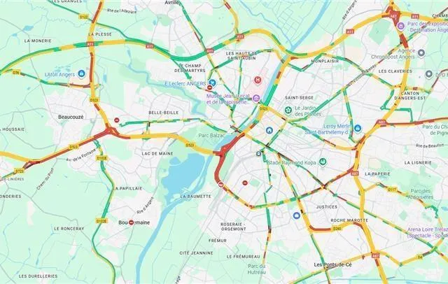 photo la circulation est compliquée à angers et ses environs.  ©  capture d'écran google maps