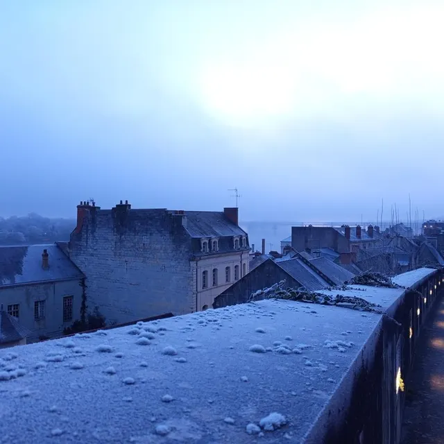 photo la neige est également tombée à saumur.  ©  jean-baptiste blain
