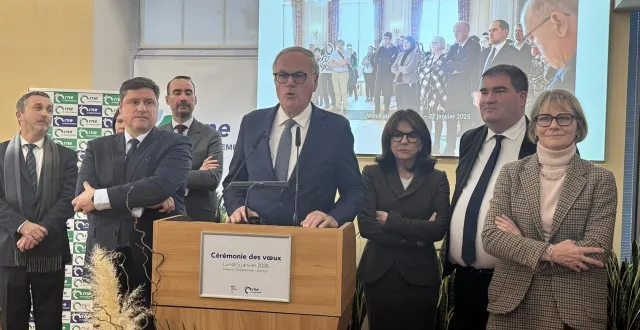 photo  le président du département, christophe de balorre, a adressé ses vœux, lundi 5 janvier 2026.  &copy;  ouest-france 