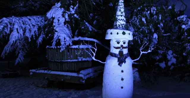 photo  sylvain séchet a réalisé un bonhomme de neige de deux mètres de haut au voide.  &copy;  sylvain sechet 
