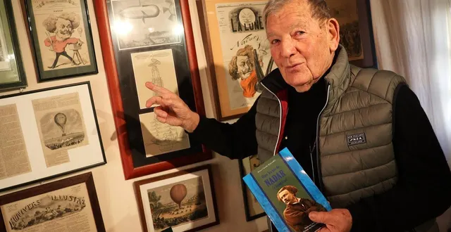 photo  jean-claude ragaru a tout un pan de mur dédié à nadar dans son musée de l’aérostation à sablé-sur-sarthe.  &copy;  ouest-france 