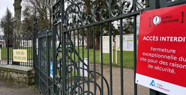 photo  les parcs et jardins de la ville d’alençon sont fermés au public en raison de l’arrivée de la tempête goretti.  &copy;  ouest-france 