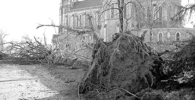 photo  les dégâts après le passage de la tempête lothar à sablé-sur-sarthe, en décembre 1999.  &copy;  arichives ouest-france 