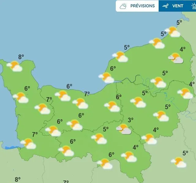 photo les prévisions de météo france pour samedi 10 janvier, après-midi.  ©  capture d’écran / météo france