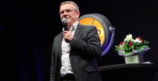 photo  philippe gélin, le président du directoire du groupe ldc a présenté les perspectives de la société lors de la cérémonie des vœux, vendredi 9 janvier 2026, où près de 1 800 personnes étaient réunies dans la salle georges-mention à sablé-sur-sarthe.  &copy;  ouest-france 