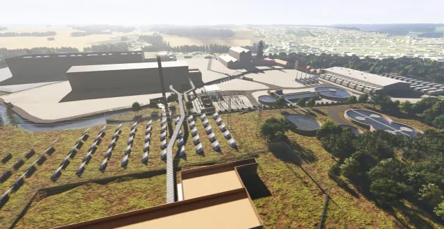 photo  vue d’ensemble de ce à quoi ressemblera le futur centre de supercalculateurs porté par la société eclairion, qui prendra forme ces prochains mois sur l’ancien site arjowiggins à bessé-sur-braye.  &copy;  visuel eclairion 