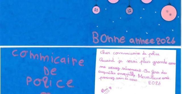 photo  la carte de vœux d’elsa reçue au commissariat.  &copy;  publication de la police nationale du calvados 