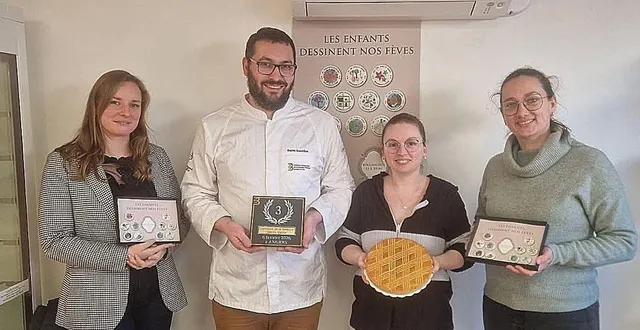 photo  de gauche à droite : laura eyme, cheffe d’établissement de l’école publique ; karim et marion gourdon, gérants de la boulangerie le k’rion et clothilde guérin, cheffe d’établissement à l’école saint-vincent.  &copy;  co 