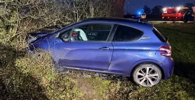 photo  l’un des véhicules impliqués a terminé sa course contre une haie, dans un fossé.  &copy;  gendarmerie des deux-sèvres 
