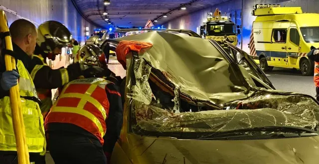 photo  un exercice grandeur nature a été simulé sur l’autoroute a11, en maine-et-loire, le 13 octobre 2025.  &copy;  ouest-france 