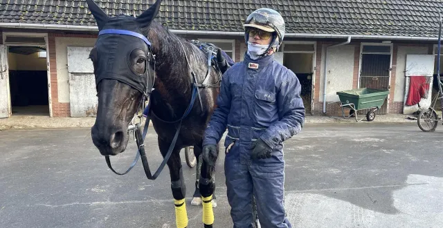 photo  matthieu abrivard a effectué une dernière sortie d’entraînement avec iguski sautonne, vendredi 16 janvier 2026, au domaine de grosbois, non loin de vincennes où il disputera le prix de cornulier, dimanche 18 janvier 2026.  &copy;  ouest-france 