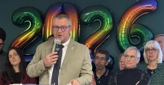 photo  christophe libert, maire de la fontaine-saint-martin, vendredi soir 16 janvier 2026, à l’occasion de la présentation de ses vœux aux habitants.  &copy;  ouest-france 