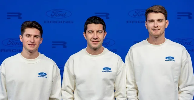 photo  ford a révélé l’identité des trois premiers pilotes de son programme hypercar. de gauche à droite : sebastian priaulx, mike rockenfeller et logan sargeant.  &copy;  ford racing 