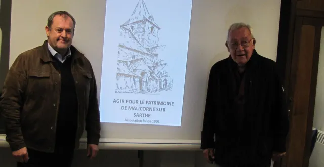 photo  les membres de l’association agir pour le patrimoine malicornais, yann giraud et jean-claude gilbert.  &copy;  ouest-france 