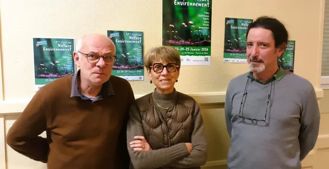 photo  les coprésidents de grain de sable et pomme de pin, l’association qui organise le festival nature environnement : jean-daniel noël, chantal blossier et christophe hézard.  &copy;  ouest-france. 