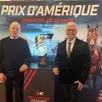 photo  le trophée du prix d’amérique présenté par jean-pierre barjon, président de la société d’encouragement à l’élevage du trotteur français, au côté de jean-pierre vogel, sénateur de la sarthe et président du groupe cheval au sénat. 