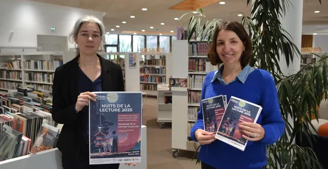photo  hermine potiron et marion bir présentent le programme des nuits de la lecture 2026.  &copy;  le maine libre 