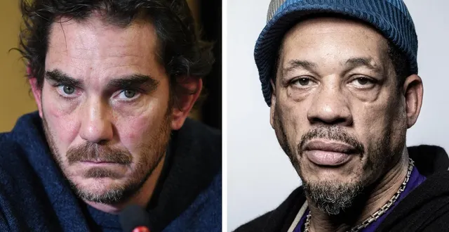 photo  l’ex-manager français sébastien farran à paris le 7 décembre 2017 (à gauche) ; et le rappeur et acteur français didier morville, plus connu sous son nom de scène joey starr, à paris le 17 octobre 2018.  &copy;  eric feferberg / afp 