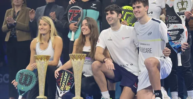 photo  de gauche à droite : alix collombon, jana montes, daniel santigosa sastre et marc sintes villalonga, titrés hier soir à caen.  &copy;  guillaume marie 