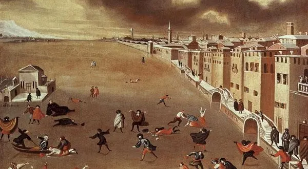 photo  la vague de froid a touché toute l’europe, ici la lagune de venise gelée.  &copy;  illustration : gabriele bella via wikimédia commons 