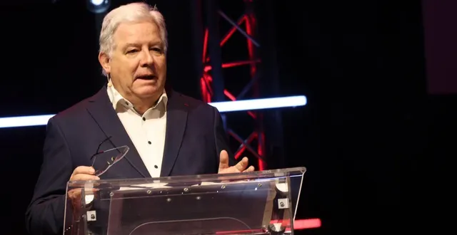 photo  yves goasdoué, maire de flers et président de flers agglo a présenté ses derniers voeux à la population et aux forces vives, vendredi 23 et samedi 24 janvier 2026.  &copy;  ouest-france 