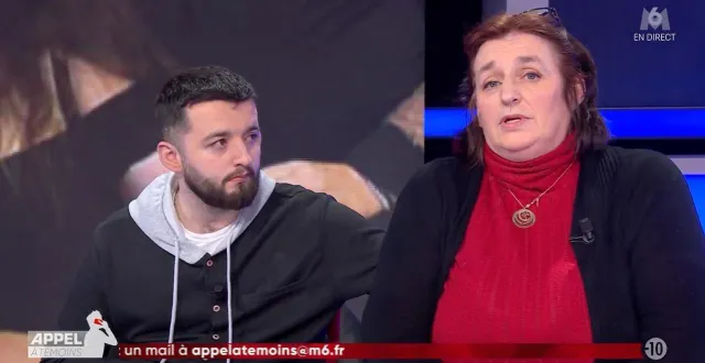 photo  sur le plateau de l’émission appel à témoins sur m6, rachel aux côtés de son fils jimmy, agressé à saumur.  &copy;  capture d’écran x / m6 
