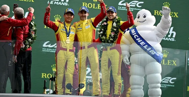 photo  la ferrari n°83 de robert kubica, yifei ye et phil hanson avait remporté les 24 heures du mans 2025. le trio de pilotes est reconduit pour l’édition 2026.  &copy;  marc ollivier/ouest-france 