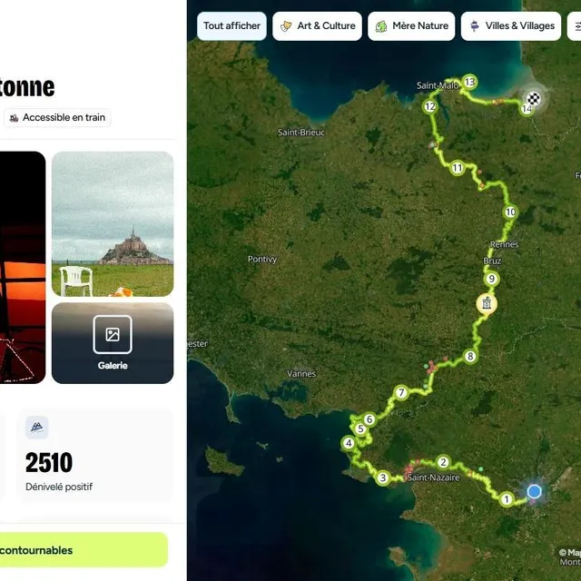 photo le niveau de la balade peut s’ajuster sur le panneau de gauche. impression écran de l’outil de cartographie.  ©  ouest-france