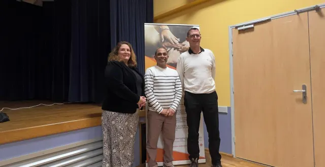 photo  sylvie bruon (présidente du club d’entreprises de la haute sarthe), subath thudawe et david lechat, les référents à l’initiative du salon.   &copy;  le maine libre 