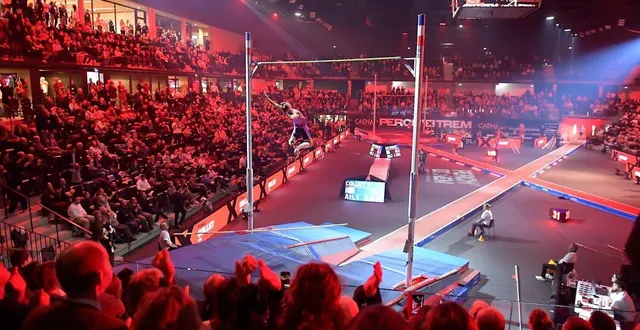 photo  plus de 3 000 spectateurs ont assisté à la deuxième édition du perch’xtrem, vendredi 30 janvier 2026, au palais des sports caen-la-mer. on aperçoit le perchiste français thibaut collet sur la photo.  &copy;  guillaume marie/ouest-france 