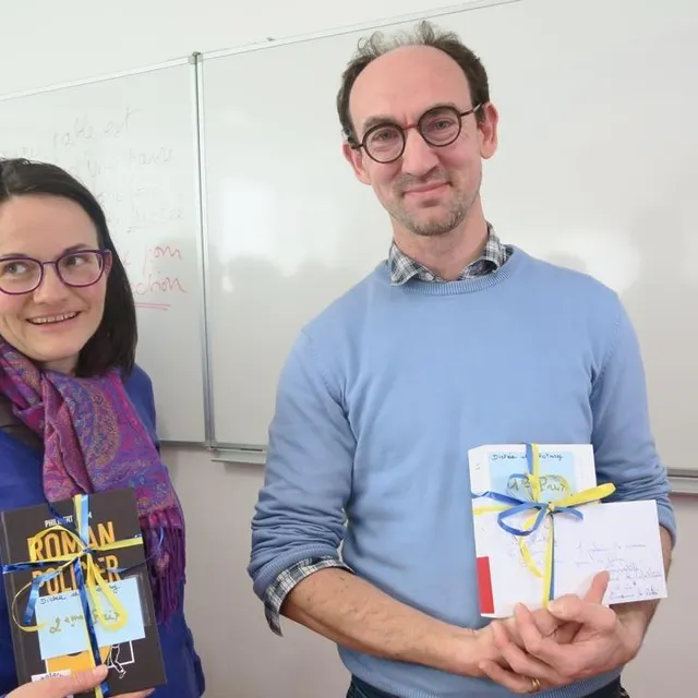 photo blandine gruau et xavier-françois durye, les lauréats de la dictée en challenge adulte.  ©  ouest-france