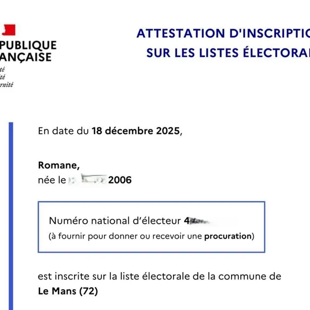 photo exemple d’attestation, téléchargeable sur la plateforme.  ©  le maine libre