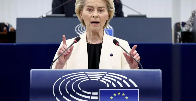 photo  la défiance des français à l’encontre de l’union européenne, présidée par ursula von der leyen, est forte en ce début d’année 2026.  &copy;  afp 