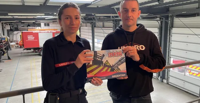 photo  océane mesas, présidente des jeunes sapeurs-pompiers d’argentan et adrien lecourt, président de l’amicale des sapeurs-pompiers d’argentan.  &copy;  ouest-france 