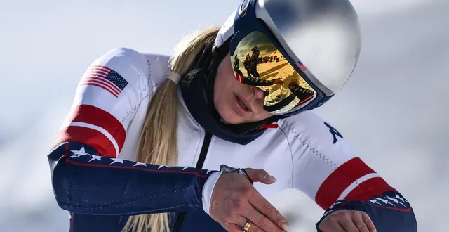 photo  l’américaine lindsey vonn a terminé la descente d’entraînement aux jo 2026, malgré sa grosse blessure au genou.  &copy;  marco bertorello / afp 