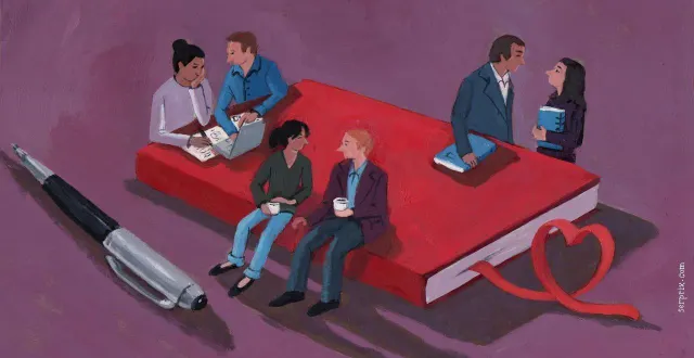 photo  dans un petit carnet rouge – tout à fait fictif – ce drh consigne les circonstances dans lesquelles il a pris connaissance des idylles nées entre ses salariés.  &copy;  sylvie serprix pour ouest france 