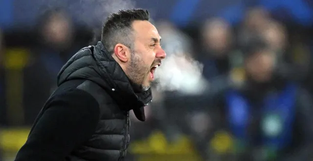 photo  roberto de zerbi lors de l’élimination de l’om contre bruges en ligue des champions le 28 janvier.  &copy;  nicolas tucat / afp 