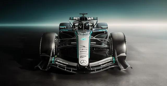 photo  la livrée mercedes pour la saison 2026 de formule 1.  &copy;  afp 