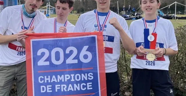 photo  deux lycéens du lycée le verrier à saint-lô (manche) et deux autres de l’institut médico-éducatif de la fresnelière ont décroché le titre national de cross-country unss de sport partagé.  &copy;  lycée le verrier 