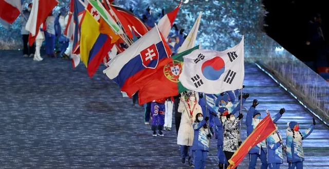 photo  les nations défilent en partie par ordre alphabétique, comme ici à pékin, en 2022.  &copy;  getty images via afp 