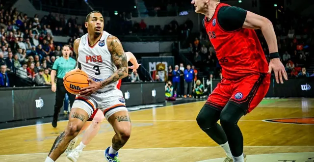 photo  travante williams, lors du match de ligue des champions contre le rytas vilnius, le mercredi 4 février 2026 à antarès.  &copy;  archives le maine libre - yvon loué 