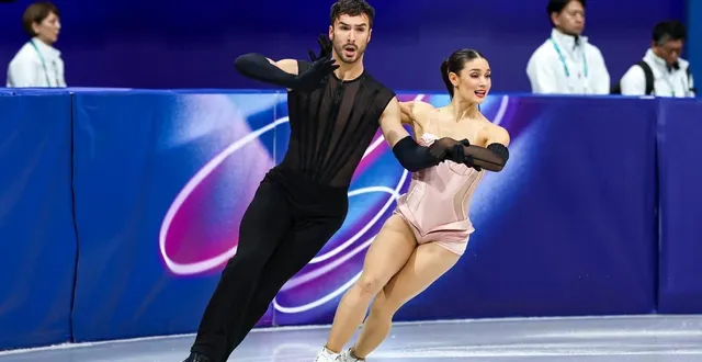 photo  laurence fournier beaudry and guillaume cizeron lors de la première épreuve de patinage artistique par équipes, le vendredi 6 février 2026, aux jeux olympiques d’hiver dans la patinoire de milan.  &copy;  fabrizio carabelli / dppi via afp 
